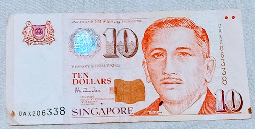 Billete 10 Dolares Singapur 2005 Polimero