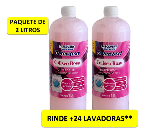 Detergente Ropa De Color - Coliseo Rosa - Paquete 2 Litros