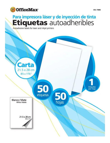 Etiquetas Officemax Autoadheribles Carta