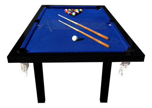 Mesa de Pool Deportes Brienza Semi profesional de 1.85m x 1.1m x 0.8m color negro, paño azul y redes color blanco