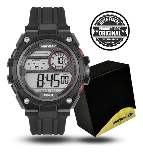 Relógio Masculino Mormaii Digital Preto Resistente A Água