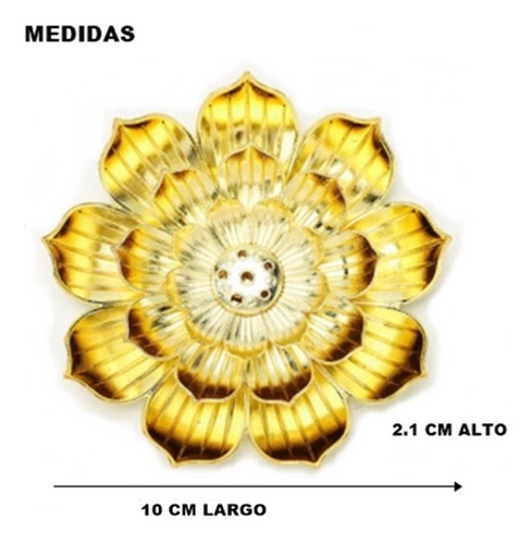 Imagen 3 de 5 de Porta-incienso Flor De Loto Dorado