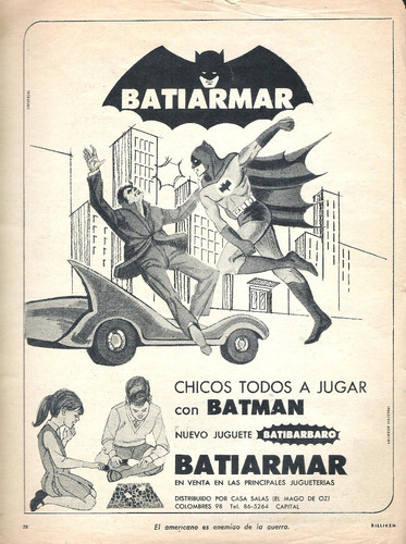 Papelería Antigua Publicidad Billiken De Batiarmar Batman 