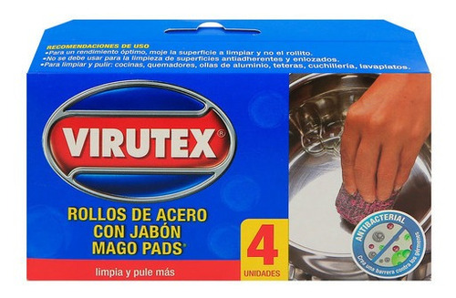 Rollos De Acero Mago Pads X4 Con Jabón Virutex