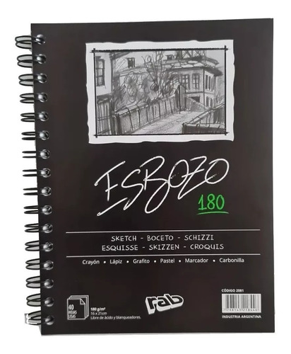 Cuaderno Esbozo A5 16x21 Cms 180 Grs Boceto Dibujo Arte