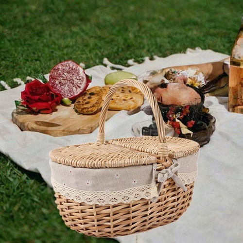 Cesta De Piquenique De Vime, Cesta De Armazenamento De Vime