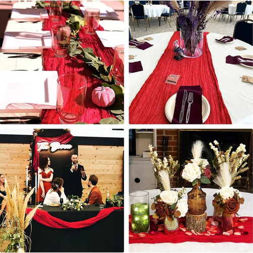 5pzs Camino De Mesa Boho Gasa Estilo Rústico Decoración Boda