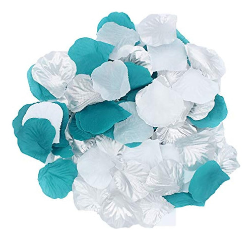 2ndtonone 900 Piezas Teal Silver White Silk Rose Petals Péta