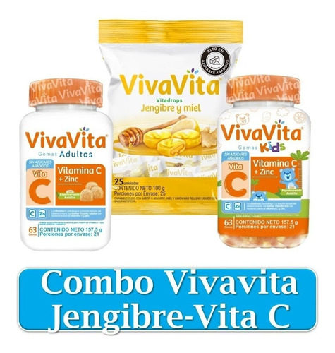Combo Vivavita Jengibre-vita C+zinc - g a $5