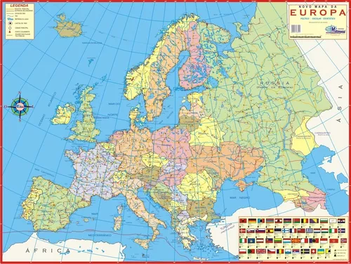 Mapas da América do Sul e Norte, Europa, EUA, Ásia