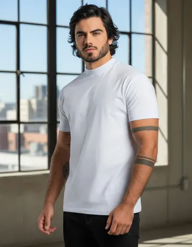 Camiseta Gola Média Masculina Slim Premium Básica Elegante