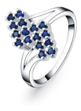 Anillo, Cristal Color Azul,  Plata Sterling .925  No. 7