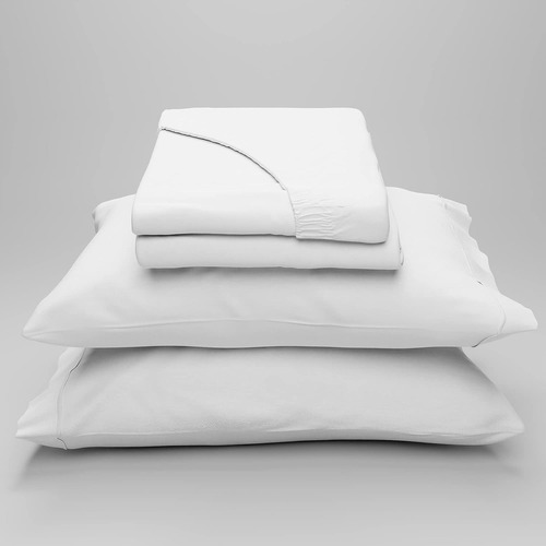 Juego de sábanas Linea Blancaok Hotelera Onix color blanco con diseño lisa para colchón de 200cm x 140cm x 30cm