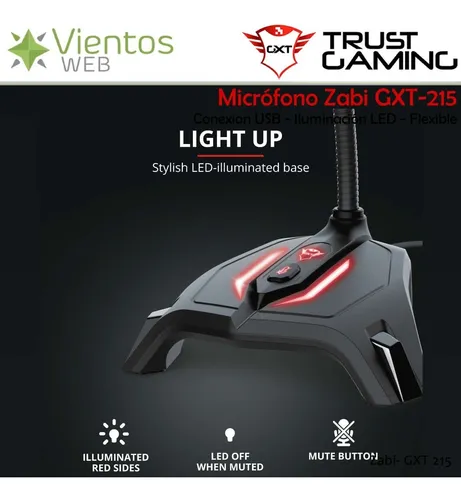 Microfono Gamer Trust Gxt 215 Zabi Usb Led Flex Pc Ps4 Ps5