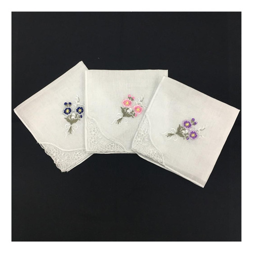 De 12 Pañuelos Florales De Con Pañuelos Bordados, Toalla