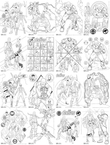Avengers Serie Animada, Hoja Para Colorear, Kit De 4 Bolsas