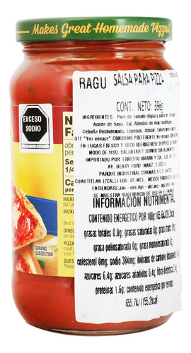 Salsa De Tomate Casera Para Pizza Ragú 397gr