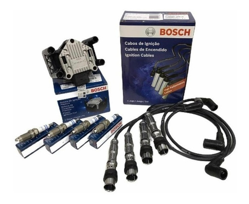 Kit Bobina + Cables + Bujias Bosch Vw Gol Trend Suran Fox