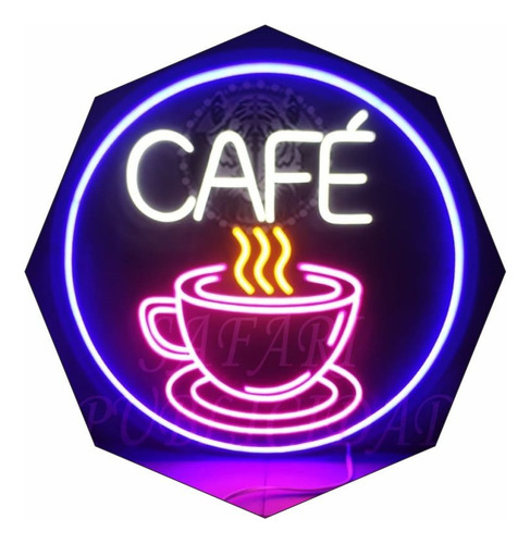 Cartel Cafe Pocillo Ciecular En Neón Led - Cafeteria  Logos