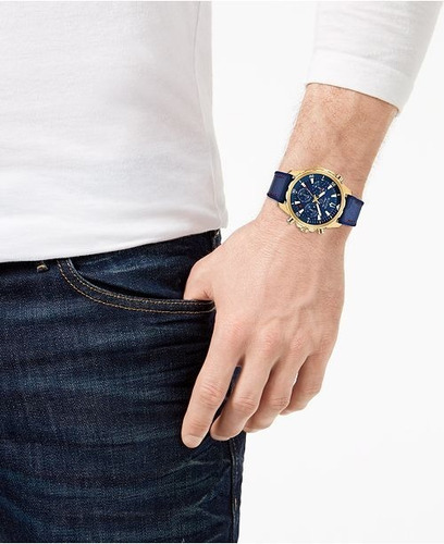 Relógio Bulova Masculino Marine Star 97b168 Dourado Azul