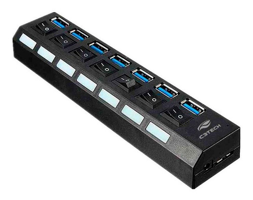 Hub Usb C3tech 7 Portas Usb 3.0 Com Chave Seletora Hu-s370bk