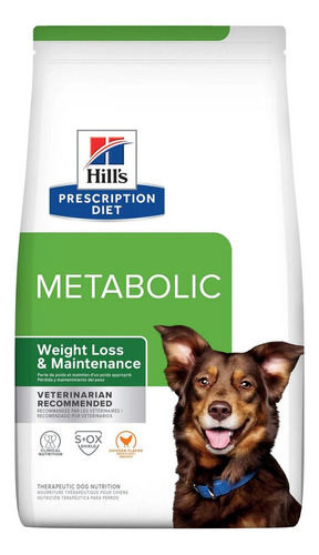 Hill's Prescription Diet Metabolic alimento para cão adulto sabor frango em sacola de 3.49kg