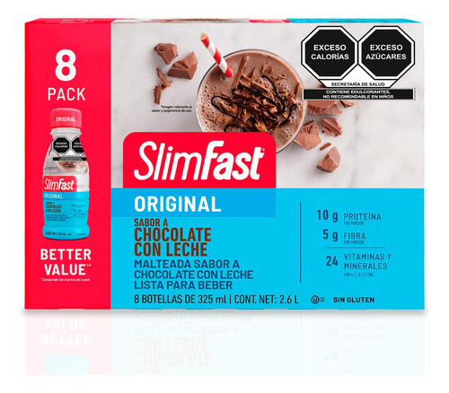 Slimfast Malteada Lista Para Beber | 8 Pack Chocolate 