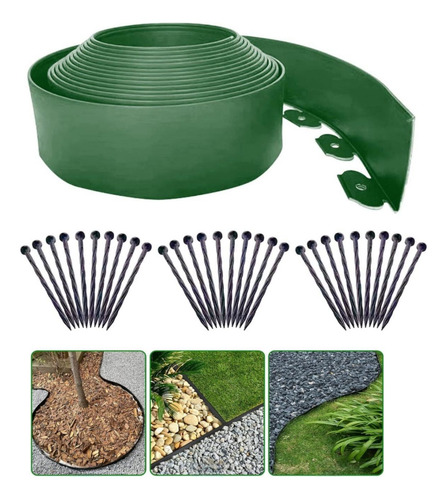 Limitador De Jardín Borde Separador Césped 5cm×6m Con Clavos