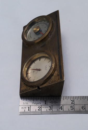 Pisapapeles Fiat Con Termómetro Y Reloj Antiguo (Usado)
