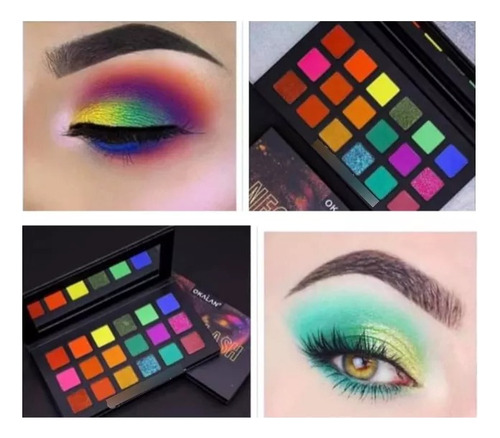 Paleta De Sombra Neon Splash De Okalan 18 Colores