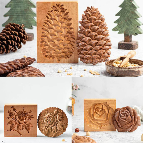 A Molde For Hornear Galletas De Madera Tallada En Color Rosa
