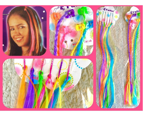 Extensiones Pelo Trenza Trencitas Mecha  Mechita Fluo  X6