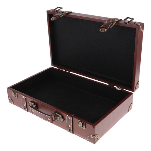 Estuche De Viaje De Madera Antiguo Marrón 40x25x10cm .