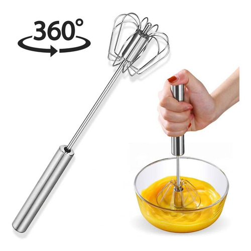Imagen 1 de 2 de Batidor Manual Automatico Huevo Crema Leche Mezclador Acero