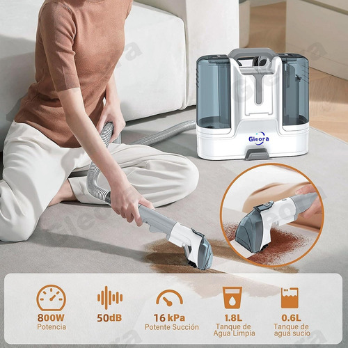 Gleora Aspiradora Portatil Lava Alfombra Tapicería De Inyección Succión 6en1 Para Hogar Y Auto 1.8l/20kpa Biuble Color Blanco