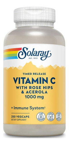 Vitamina C Con Escaramujos Y Acerola Solaray 250 Cápsulas