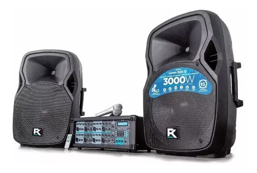 Combo Bafles + Consola Potenciada Reck Nx-8 Bluetooth + Mic