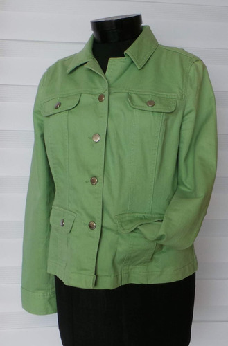 Chaqueta Mezclilla Verde Pistacho Elasticada Talla M/l