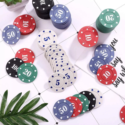 100 Pzas Fichas Poker Con Caja De Almacenamiento De Plástico