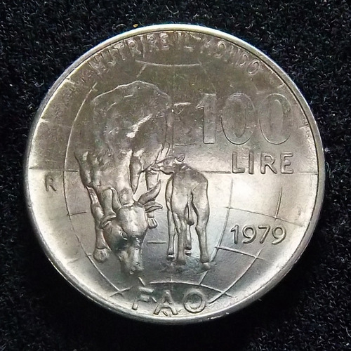 Italia 100 Liras 1979 Sin Circular Km 106 Fao