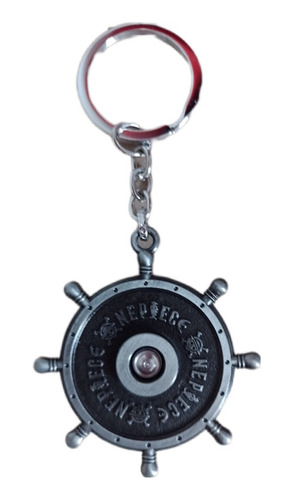 Llavero Calavera Mugiwara One Piece Metal Giratorio Plateado