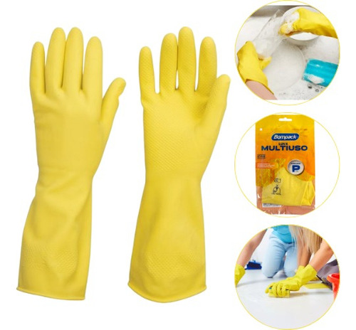 Bompack Luva Látex 2 unidades (P) amarelo