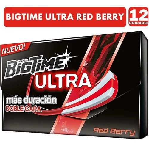 Chicle Bigtime Ultra Red Berry Caja Con 12 Unidades