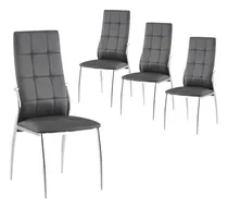 Comprar Silla Para Comedor De Ecocuero Cromada - New Paris X 4 Estructura De La Silla Negro Ecocuero