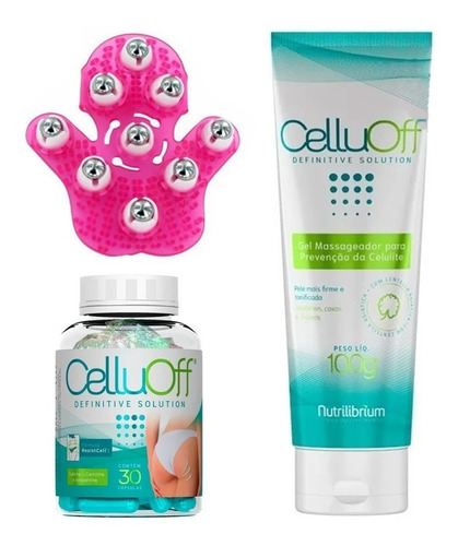 Anti Celulitis Crema + 30 Caps + Guante Masajeador Promo