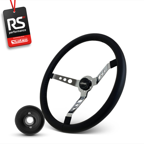Volante Big Block S Clássico Em Couro Preto + Cubo Alumínio