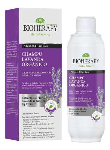 Shampoo Lavanda Orgánica Fortalecedor Pelo Normal Bioherapy