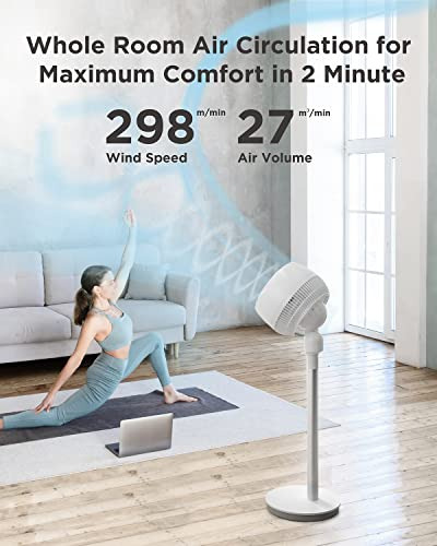 Abanico Pedestal Airmate Ventilador 4 Modos 33db -blanco