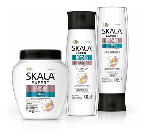 Kit Skala Bomba De Vitaminas Sos Sha+ Acondicionador + Crema