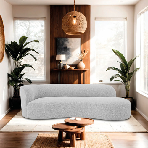 Divã Recamier Orgânico Tokyo 200cm Lado Direito Linho Cor Cinza claro